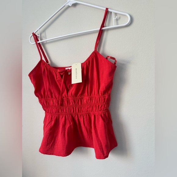 Red Tank Crop Top Adjustable Straps Party Beach Summer Size M NWT - Picture 3 of 6